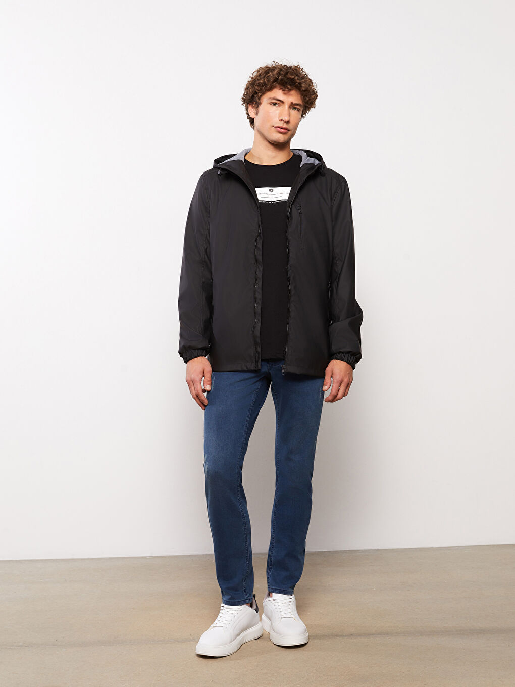 Regular Fit Hooded Men's Raincoat-2
