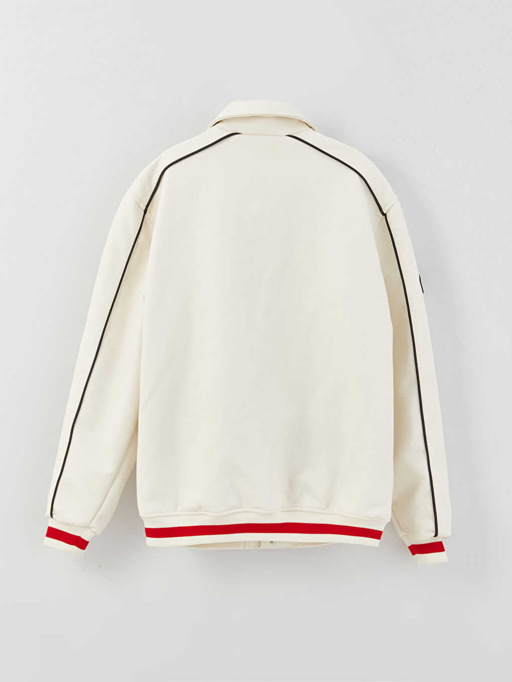 Bej Standart Kalıp Gömlek Yaka Erkek Deri Görünümlü Mont-6