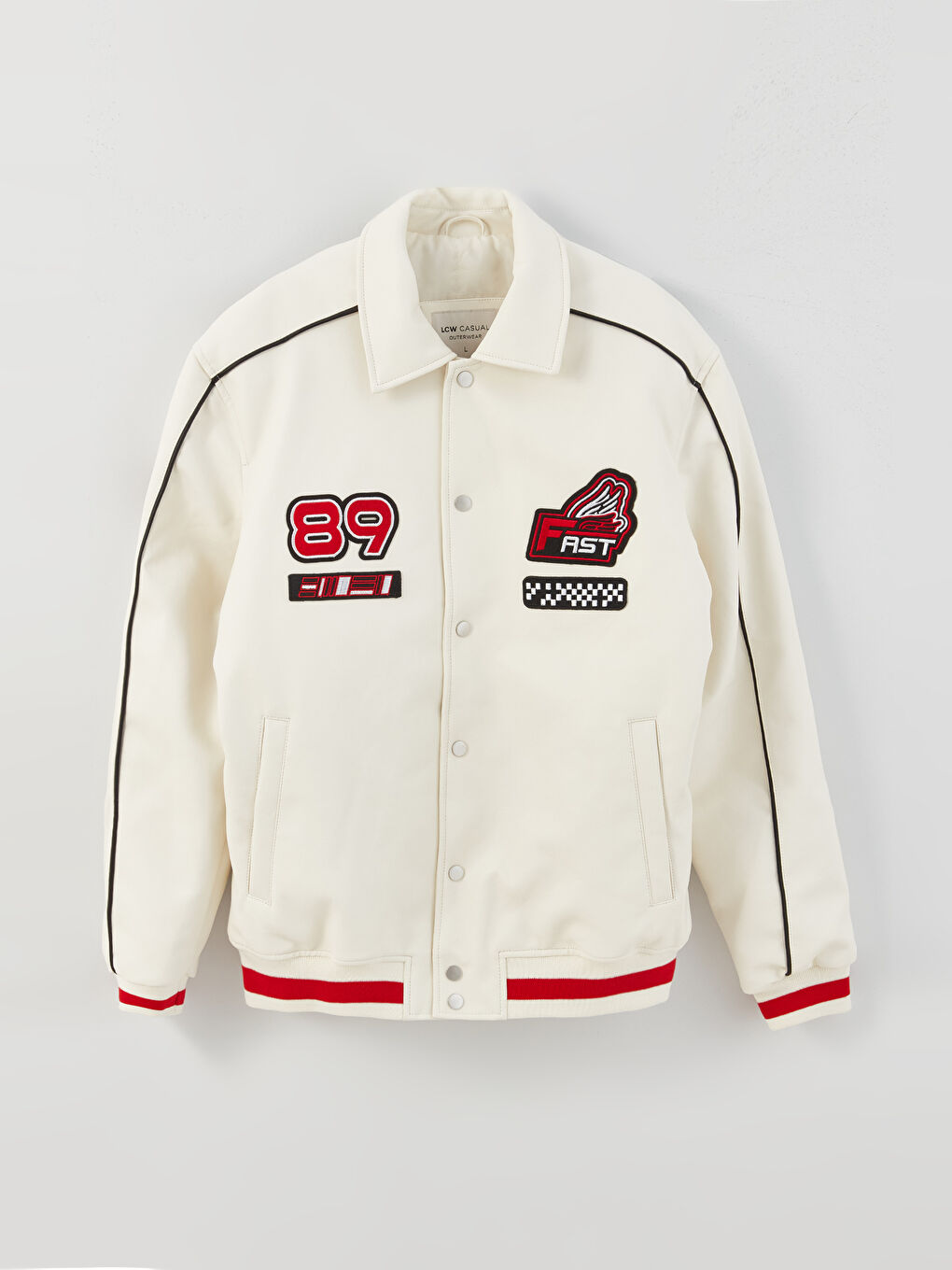 Palton din piele ecologică cu guler pentru Bărbați, croială standard-5