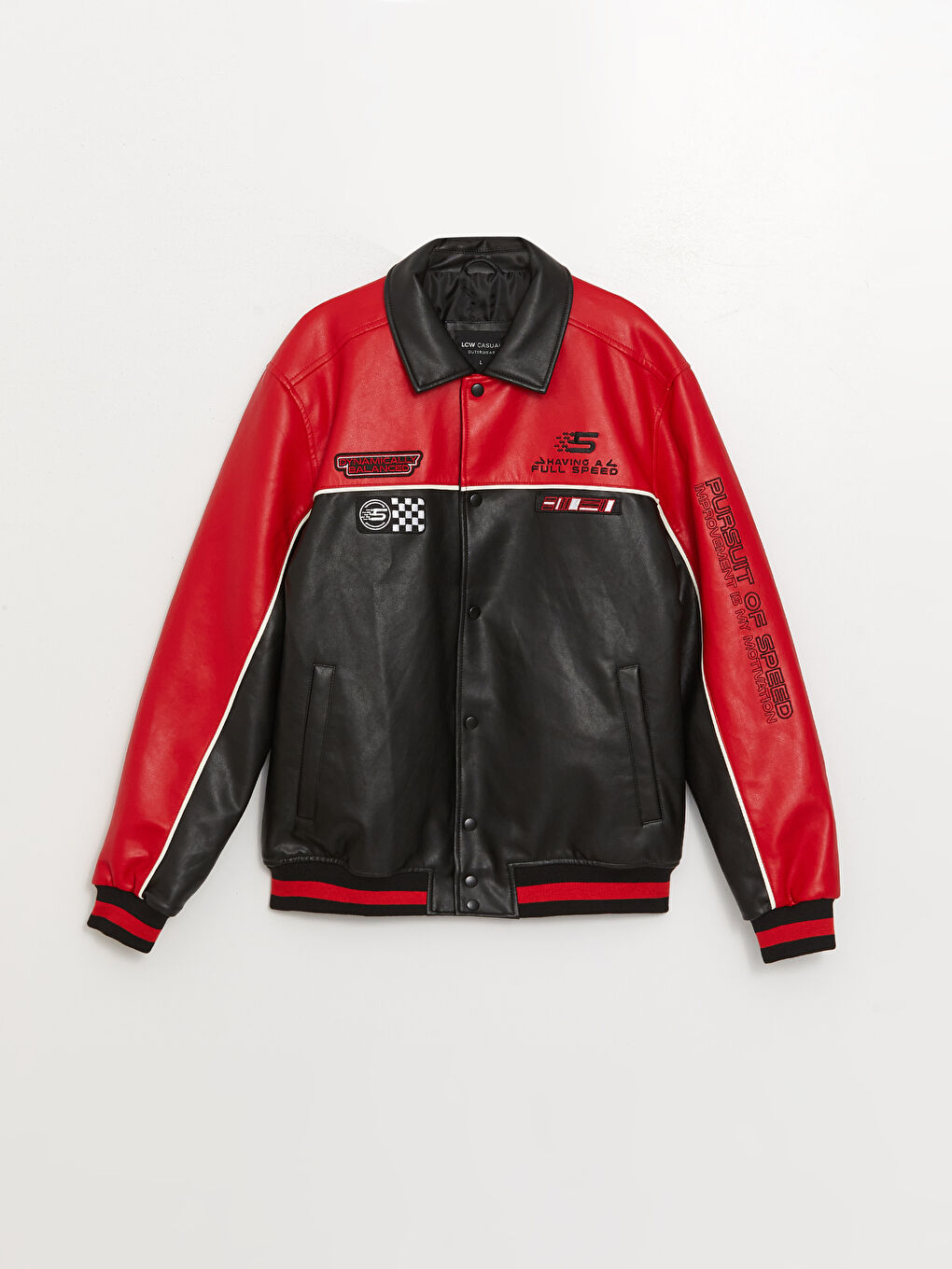 Siyah Standart Kalıp Gömlek Yaka Erkek Deri Görünümlü Mont-6