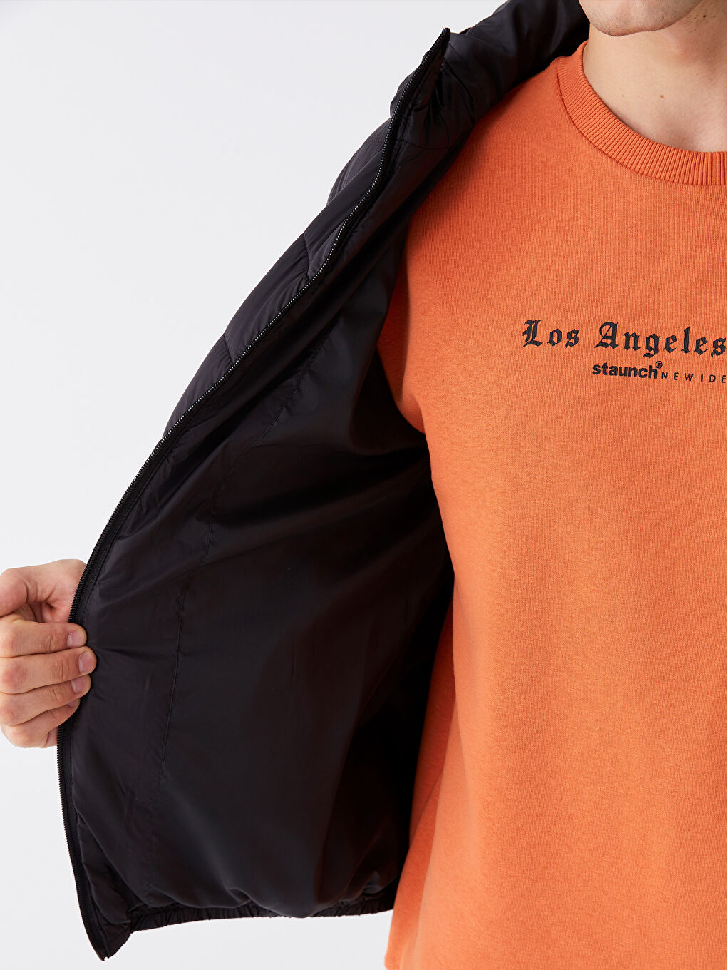 Siyah Slim Fit Kapüşonlu Erkek Şişme Mont-3