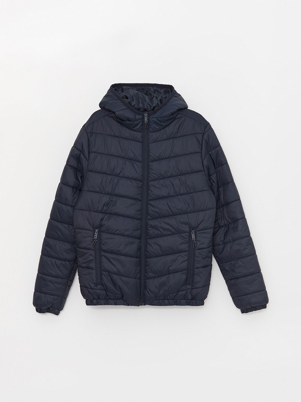 Lacivert Slim Fit Kapüşonlu Erkek Şişme Mont-6