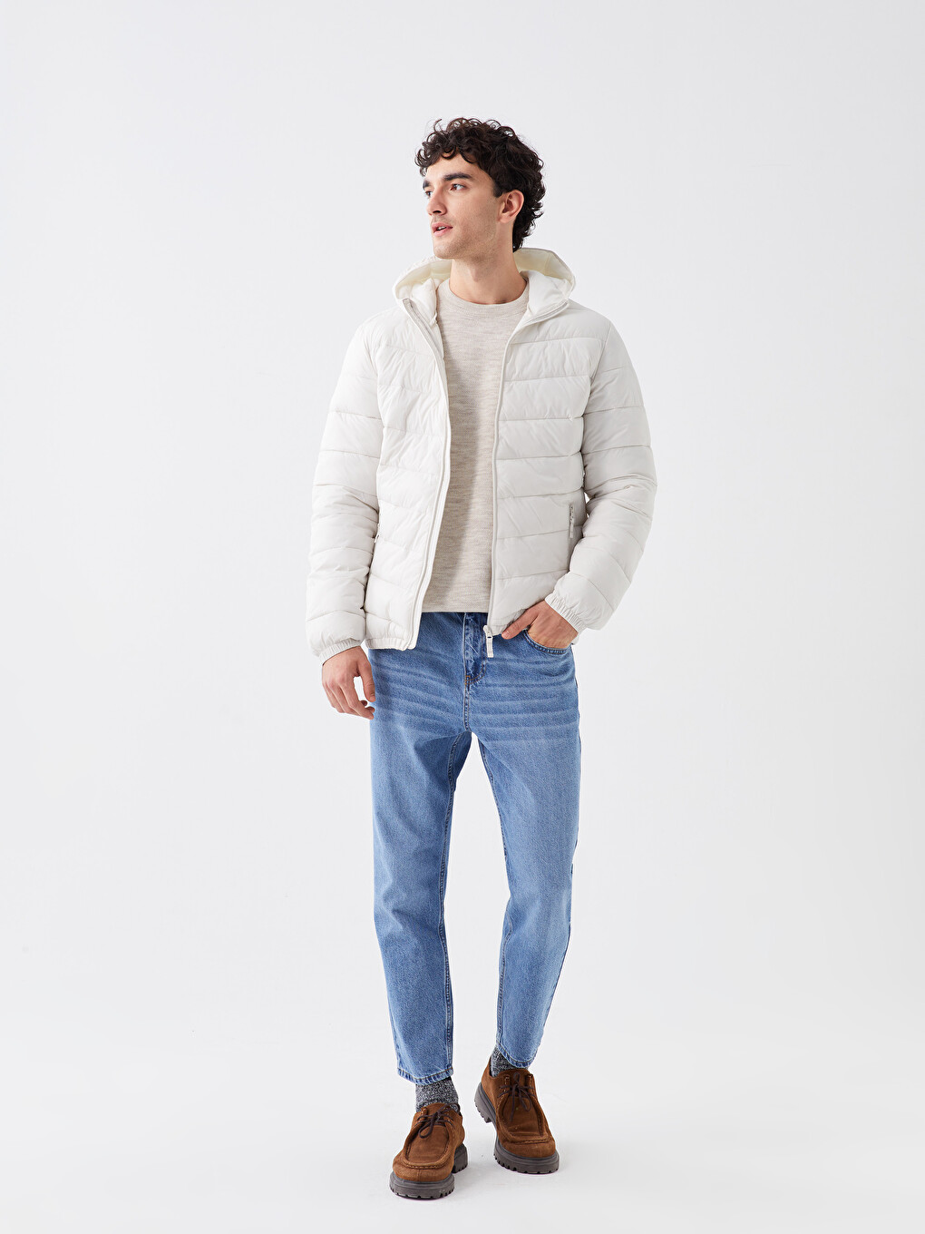 Manteau Bouffant À Capuche Pour Hommes Coupe Svelte-2