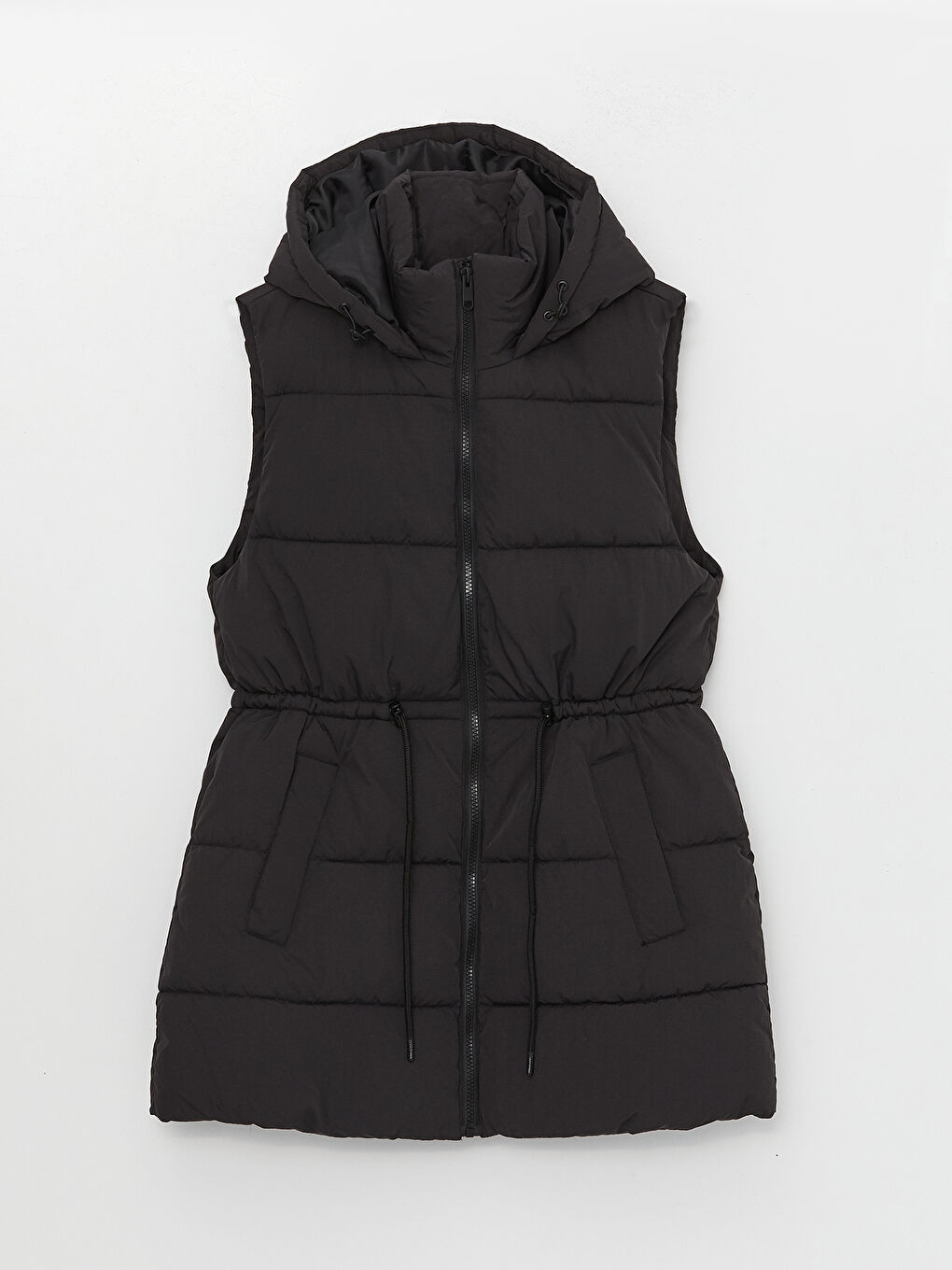 Дамски Пухен Жилет С Качулка-6