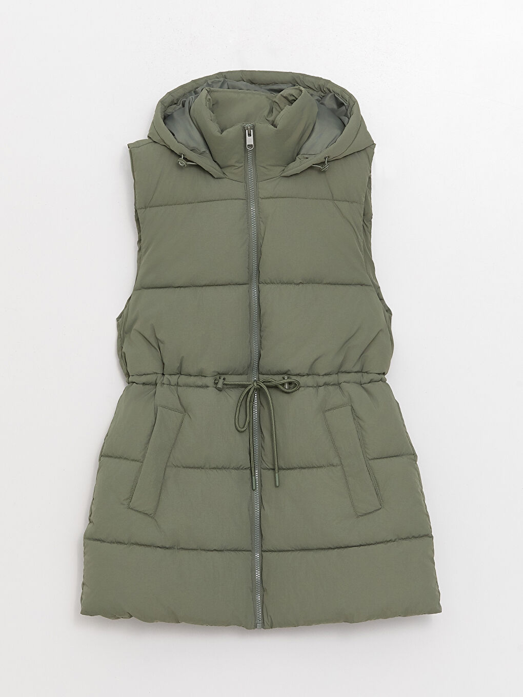 Дамски Пухен Жилет С Качулка-6