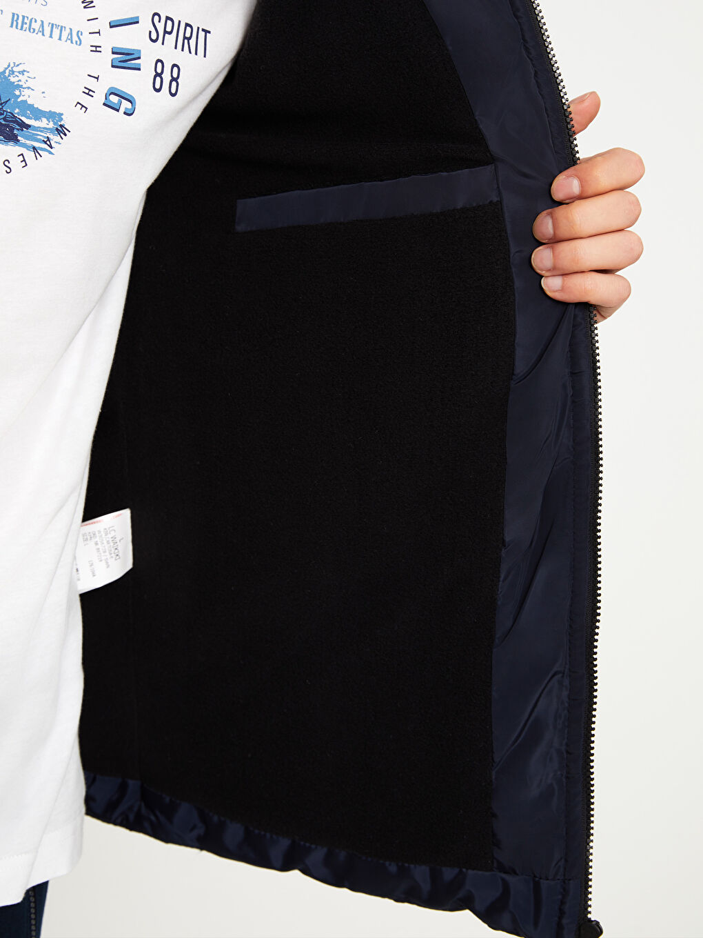 Lacivert Standart Kalıp Dik Yaka Erkek Şişme Mont-3