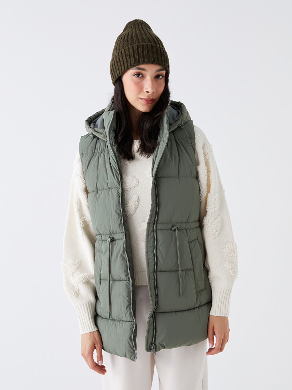 Women's Hooded Plain Puffer Gilet
