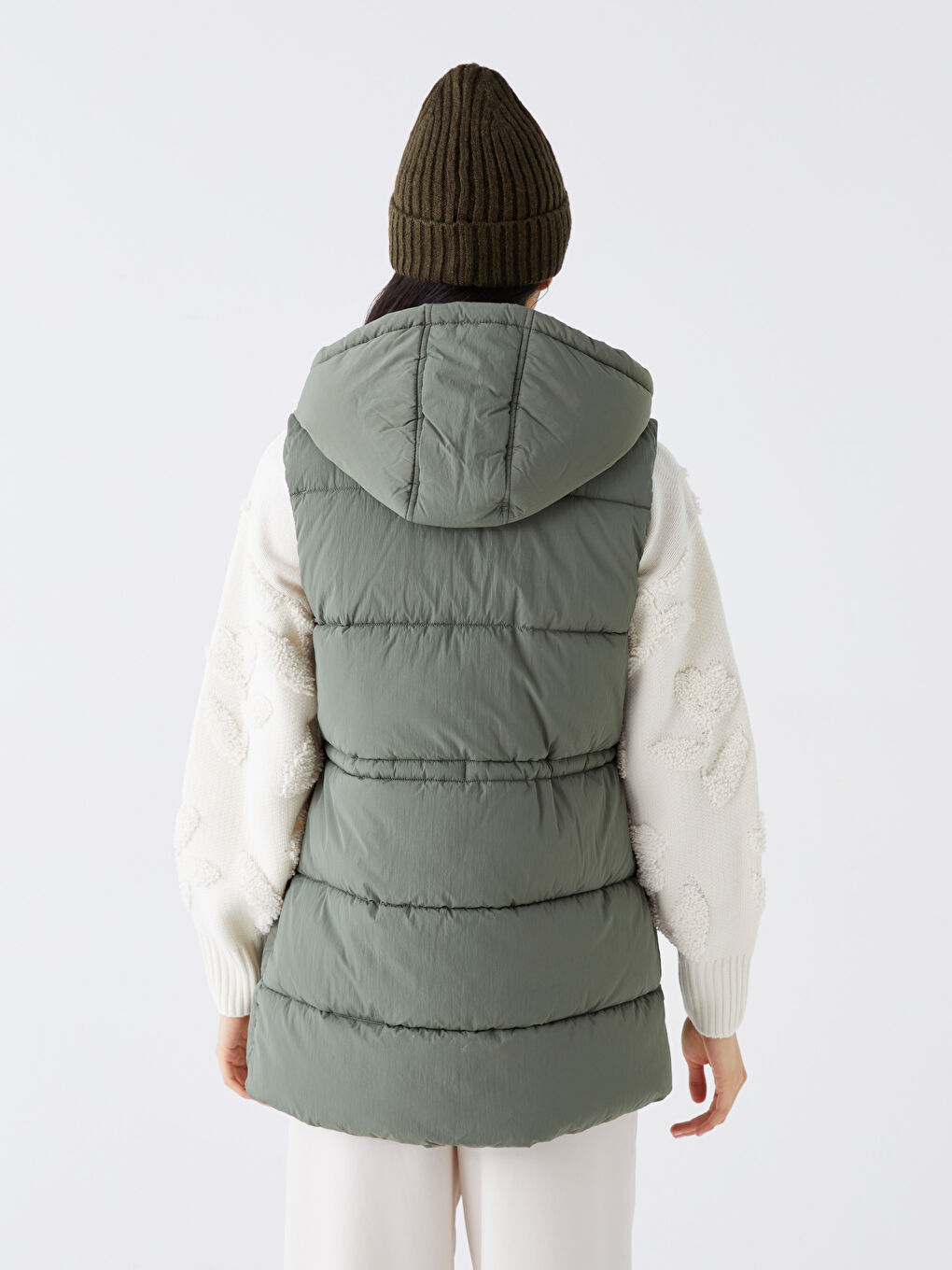 Women's Hooded Plain Puffer Gilet-5