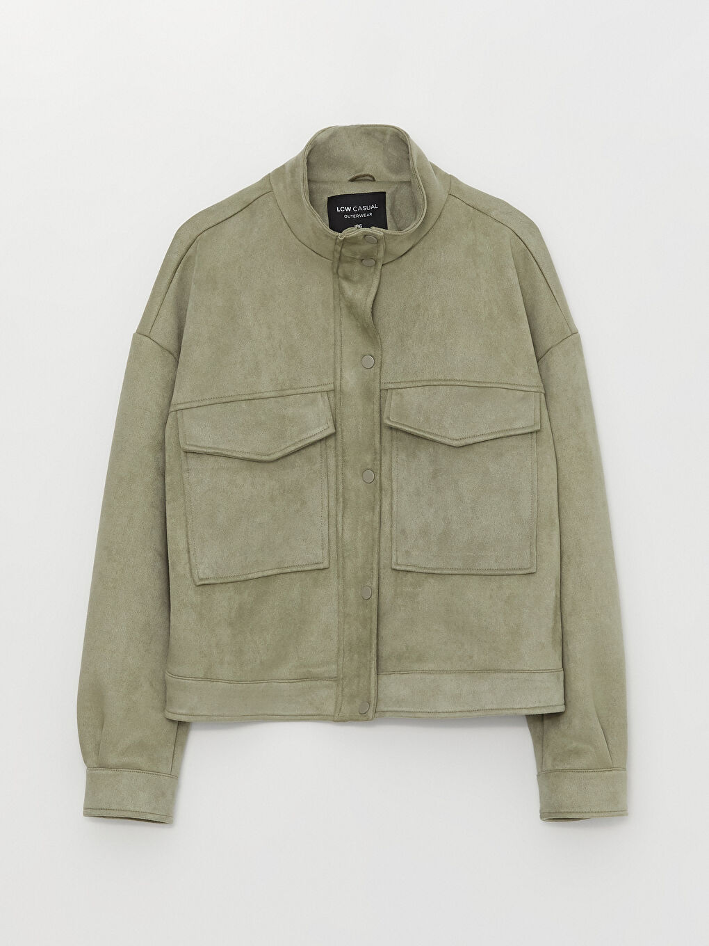 Mantel für Damen aus Wildleder mit Stehkragen und geraden, langen Ärmeln-6