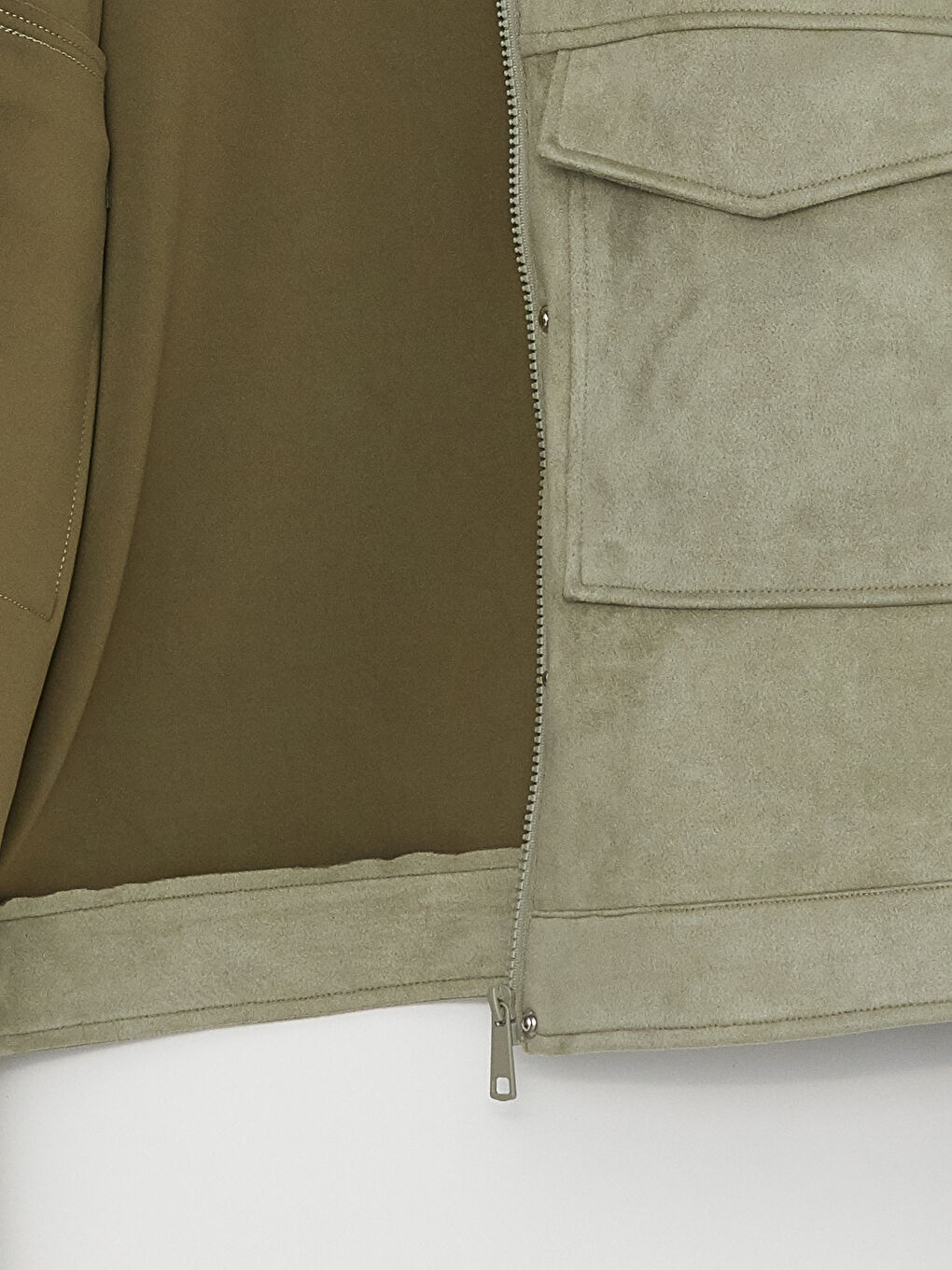 Mantel für Damen aus Wildleder mit Stehkragen und geraden, langen Ärmeln-7