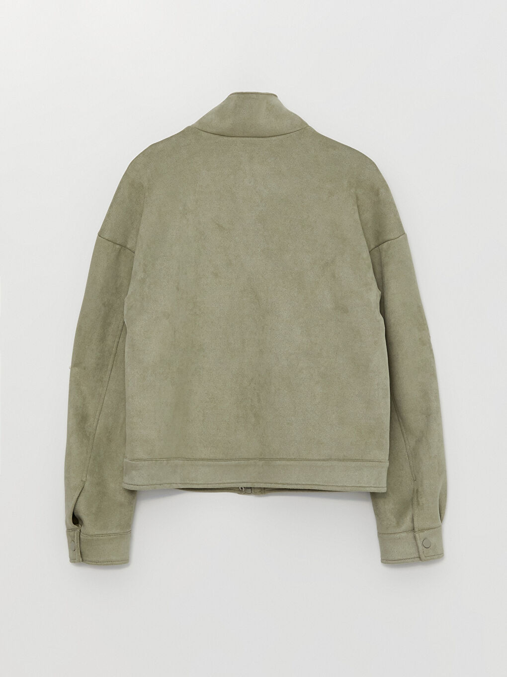 Mantel für Damen aus Wildleder mit Stehkragen und geraden, langen Ärmeln-8