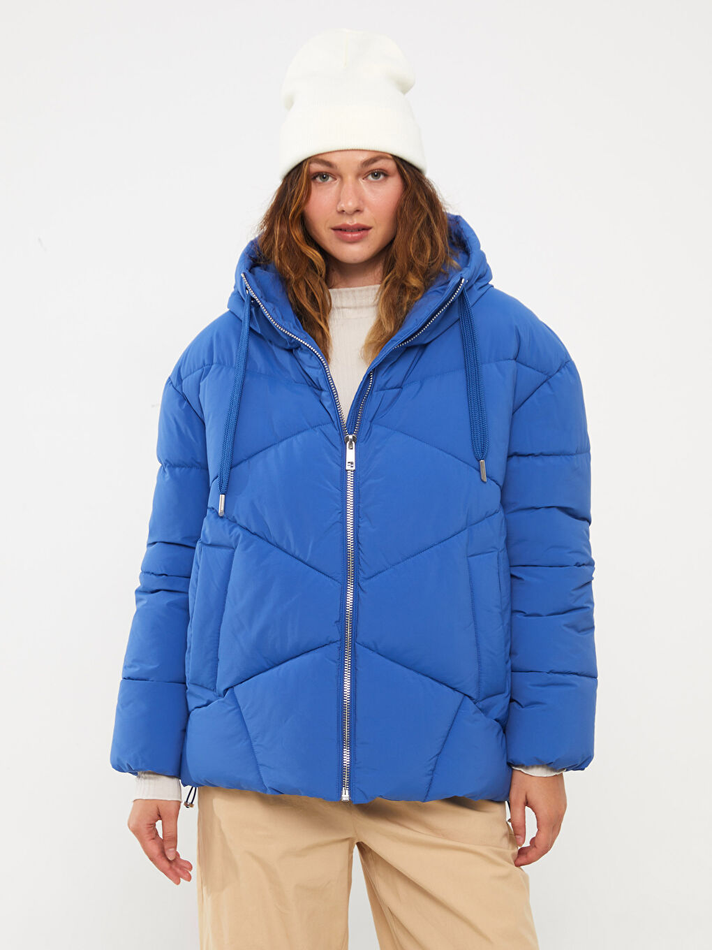 LCW Vision Mit Kapuze Regulär Langarm Oversize Steppmantel für Damen -W30577Z8-EWP