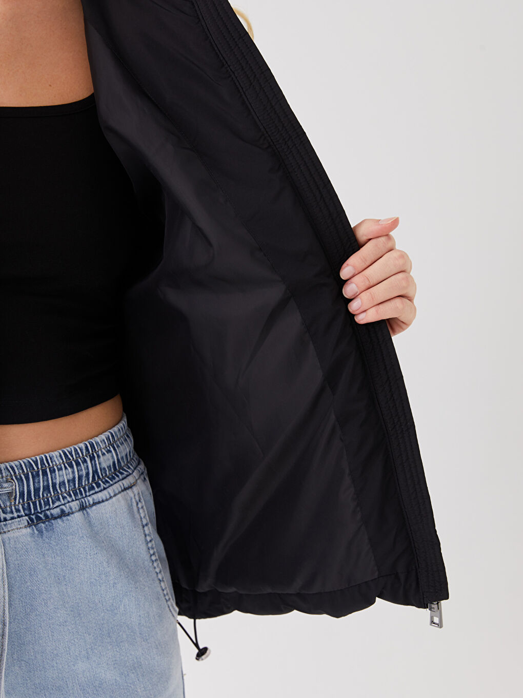 LCW Vision Mit Kapuze Regulär Langarm Oversize Steppmantel für Damen -W30577Z8-CVL