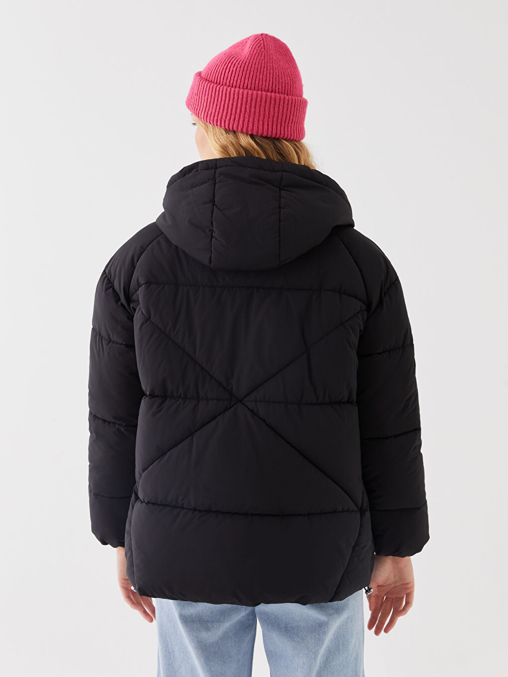 LCW Vision Mit Kapuze Regulär Langarm Oversize Steppmantel für Damen -W30577Z8-CVL