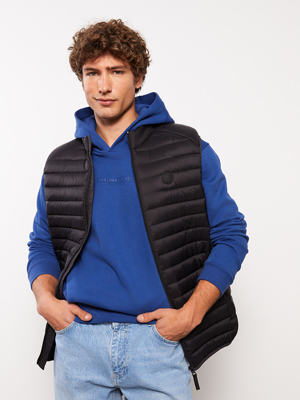 Slim Fit Funnel Neck Men's Puffer Gilet