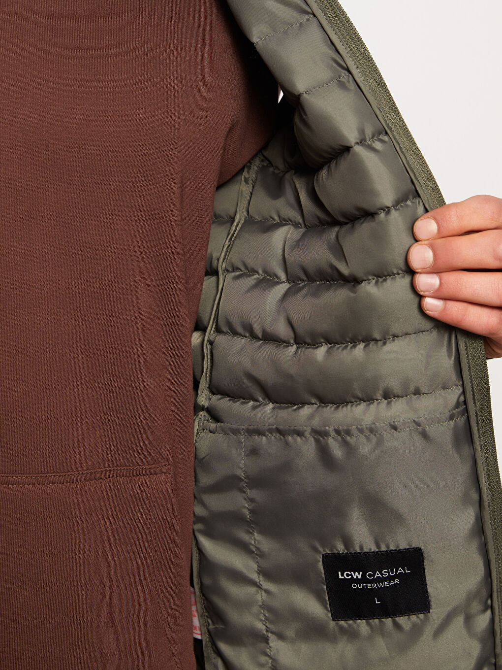 Haki Slim Fit Dik Yaka Erkek Şişme Yelek-4