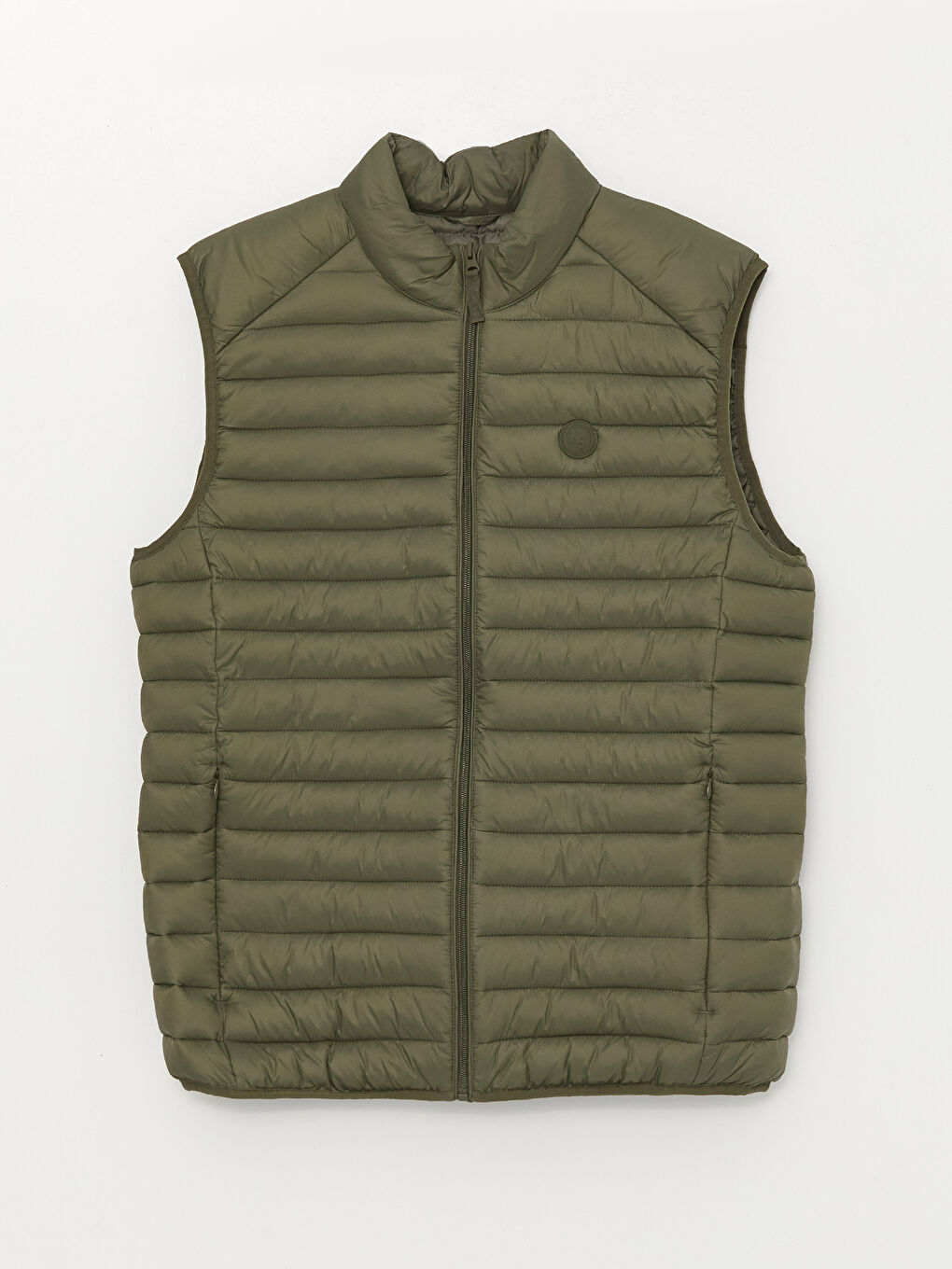 Haki Slim Fit Dik Yaka Erkek Şişme Yelek-6