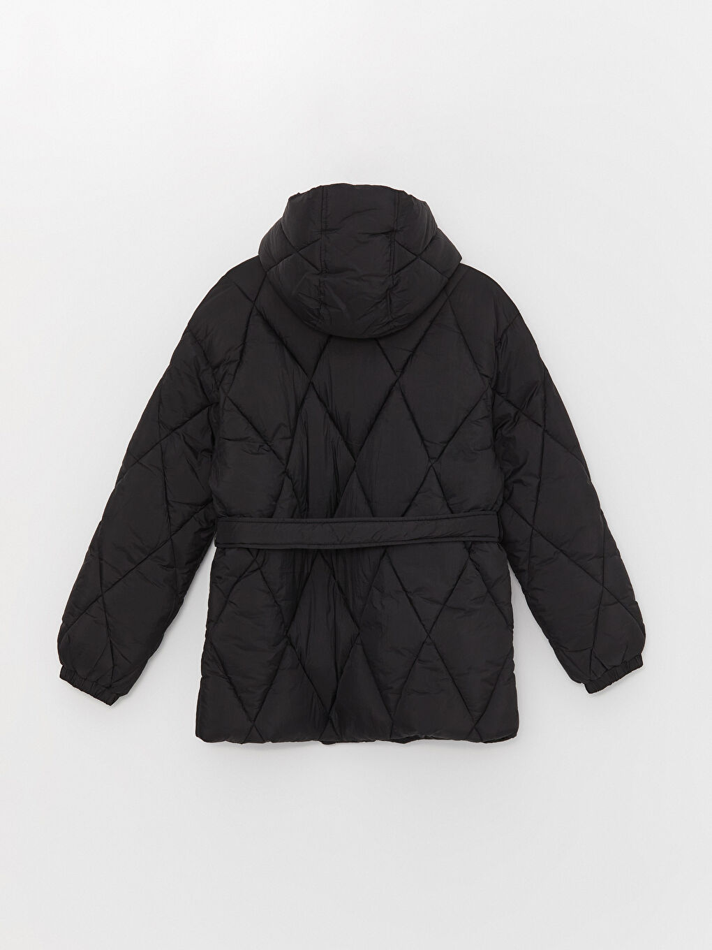 Siyah Kapüşonlu Kapitone Kadın Şişme Mont-7