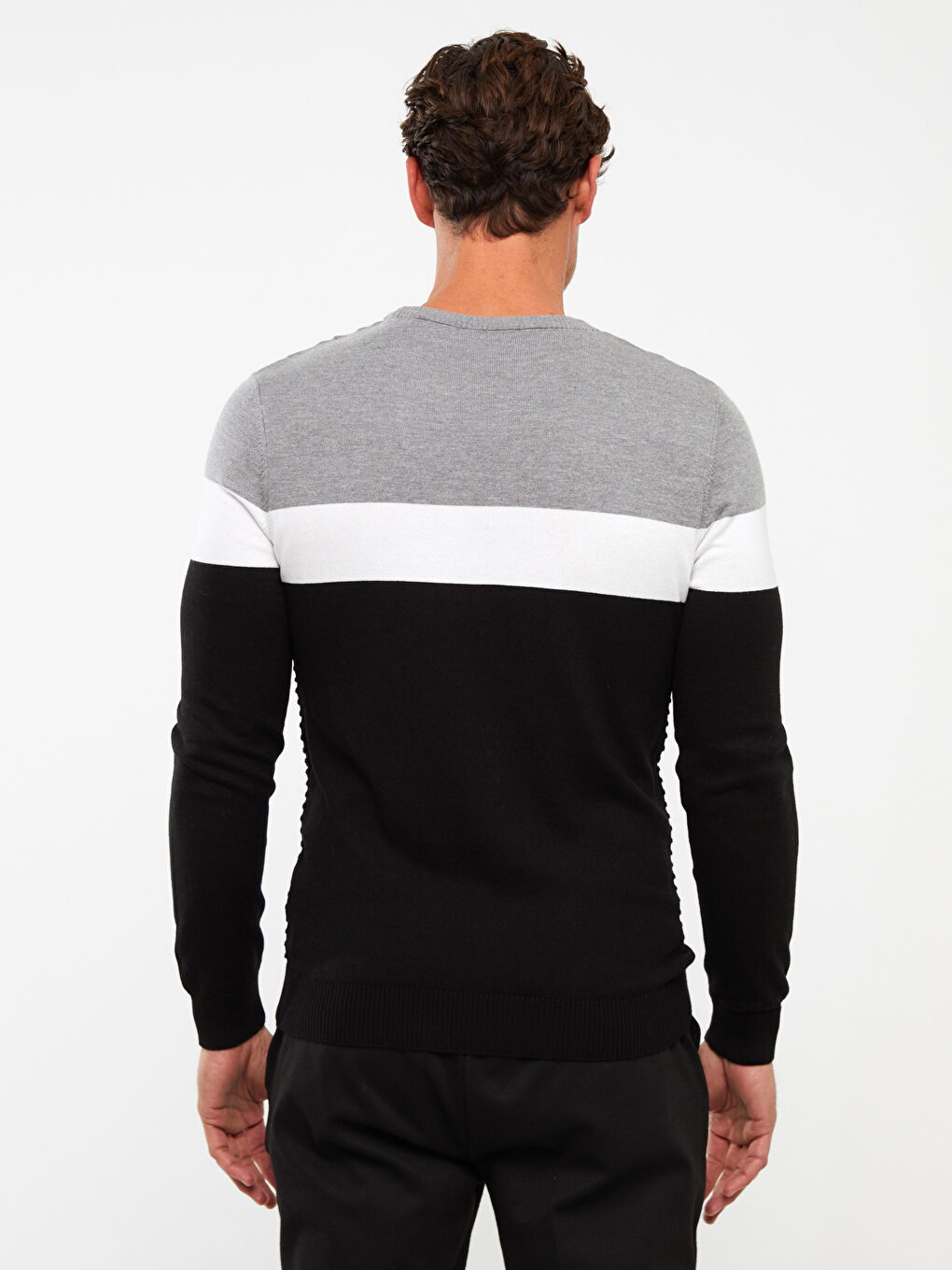 LCWAIKIKI Classic Crew Neck Long Sleeve Color Block Men's Knitwear Sweater -W30592Z8-CVL