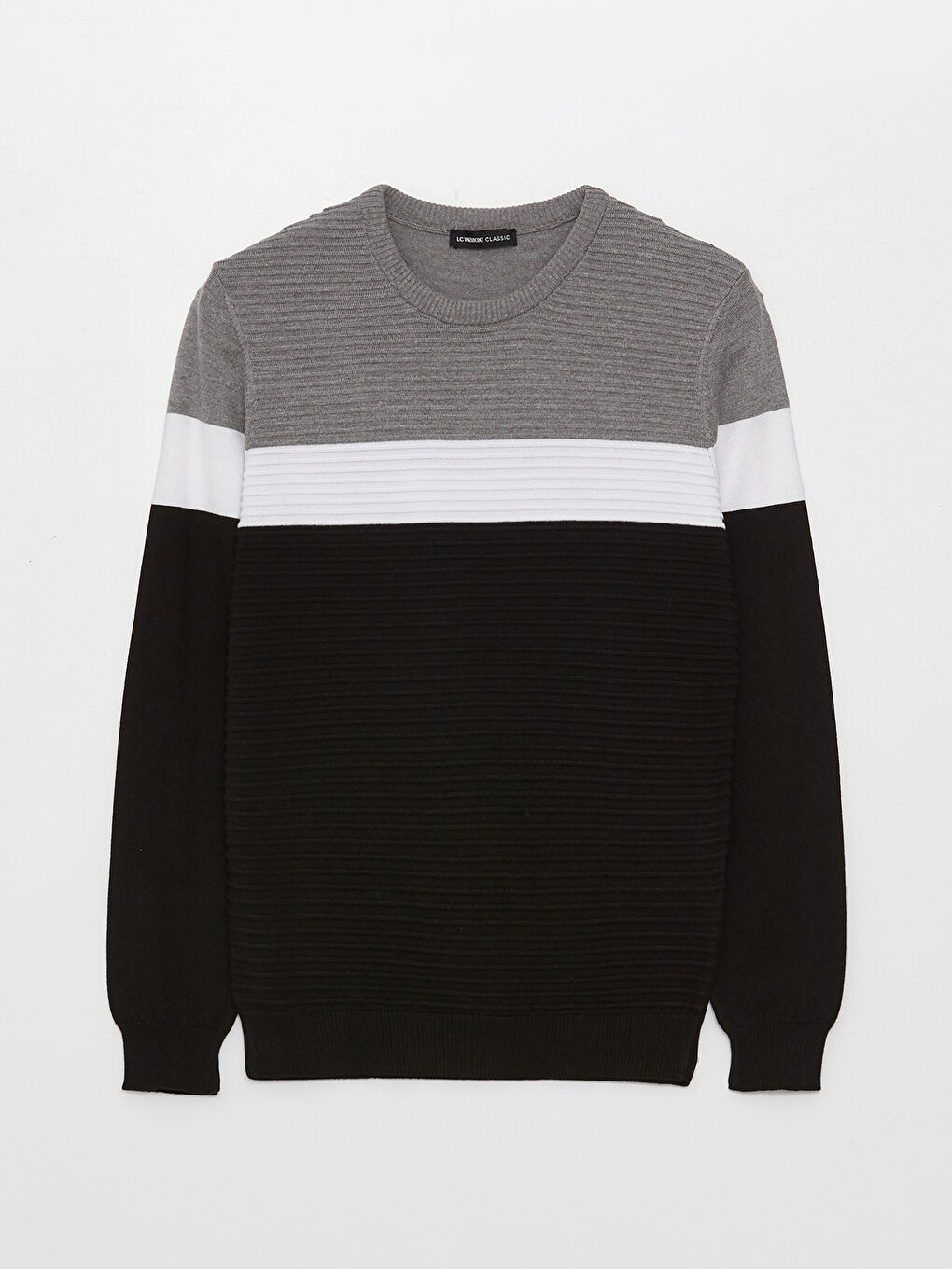 LCWAIKIKI Classic Crew Neck Long Sleeve Color Block Men's Knitwear Sweater -W30592Z8-CVL
