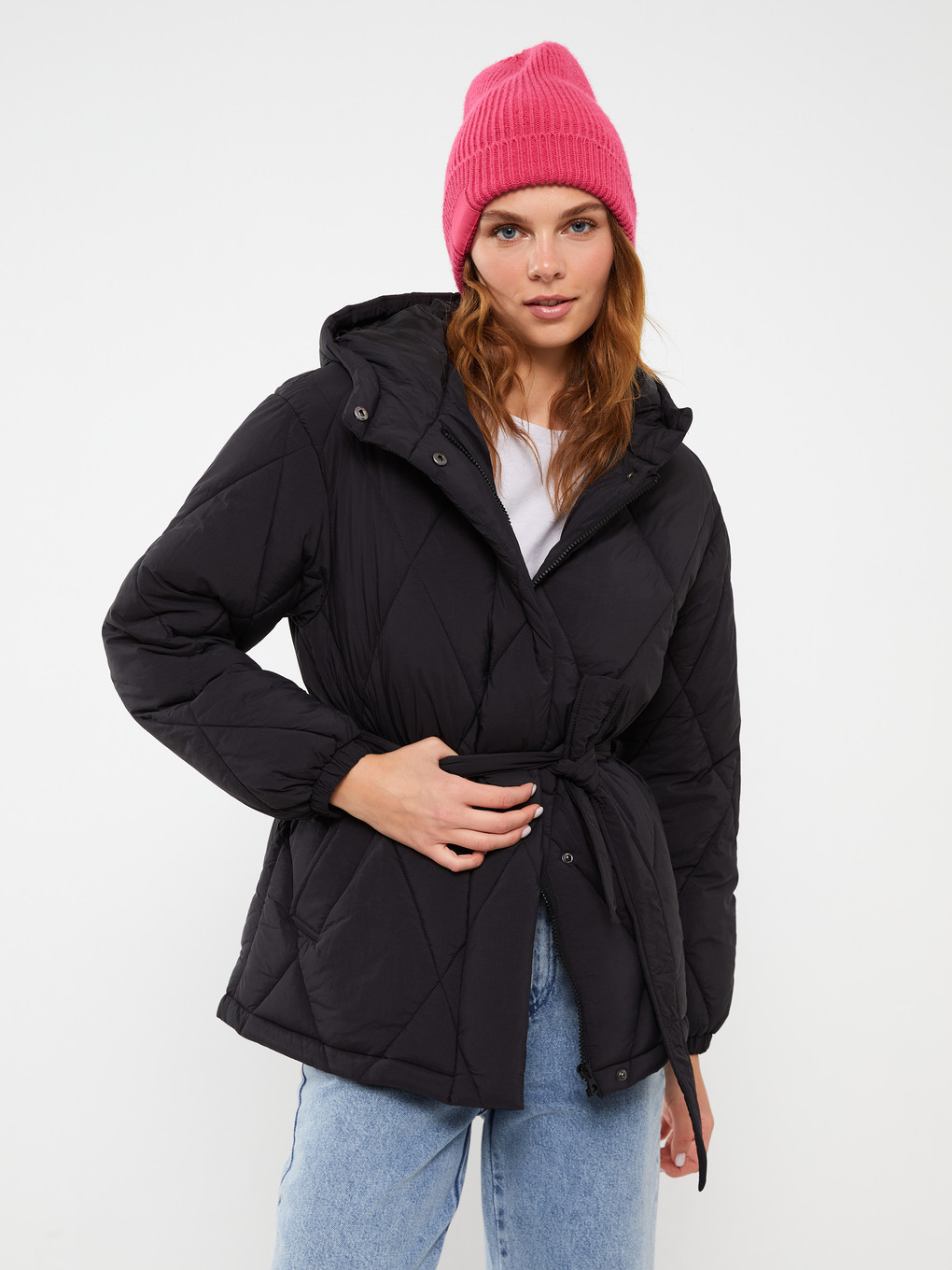 Manteau Bouffant Matelassé À Capuche Pour Femmes-1