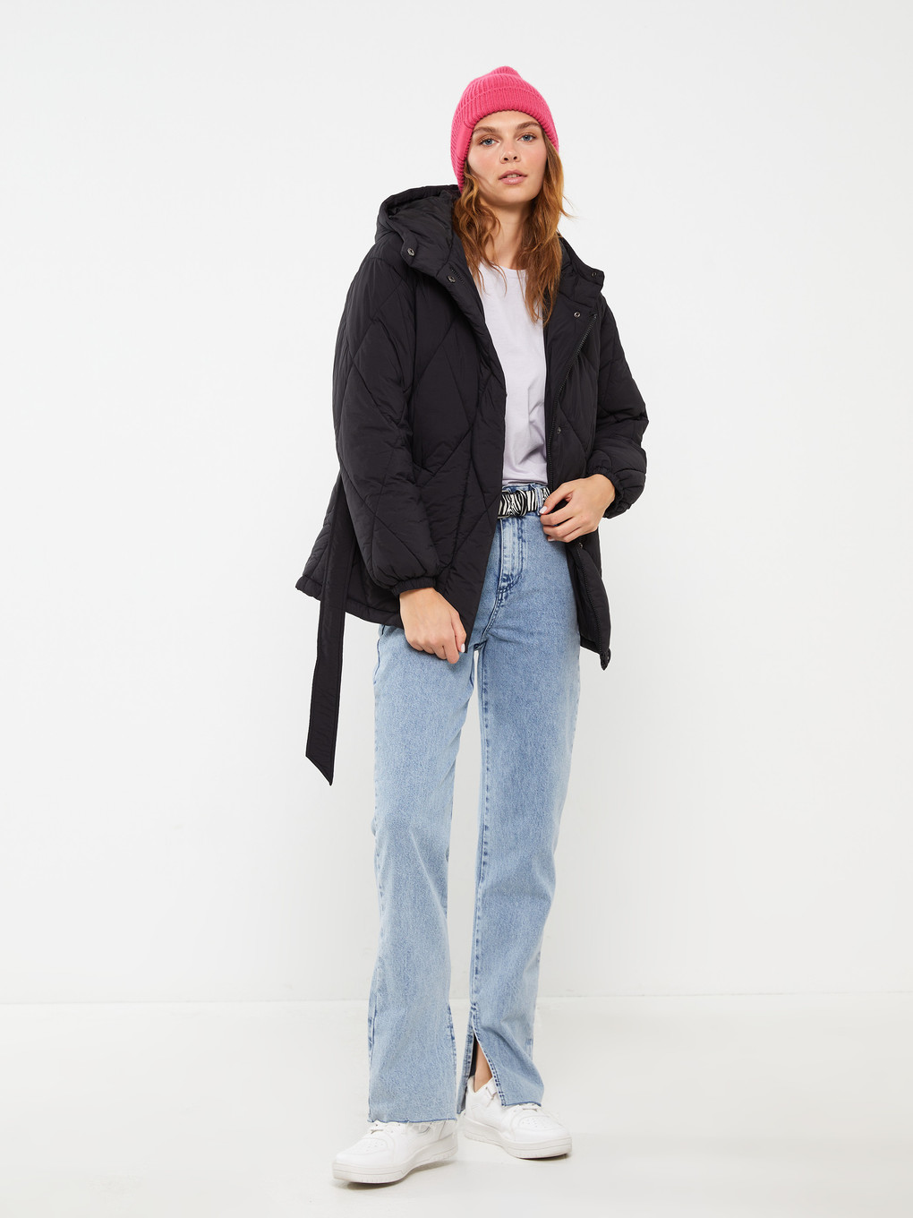 Manteau Bouffant Matelassé À Capuche Pour Femmes-2