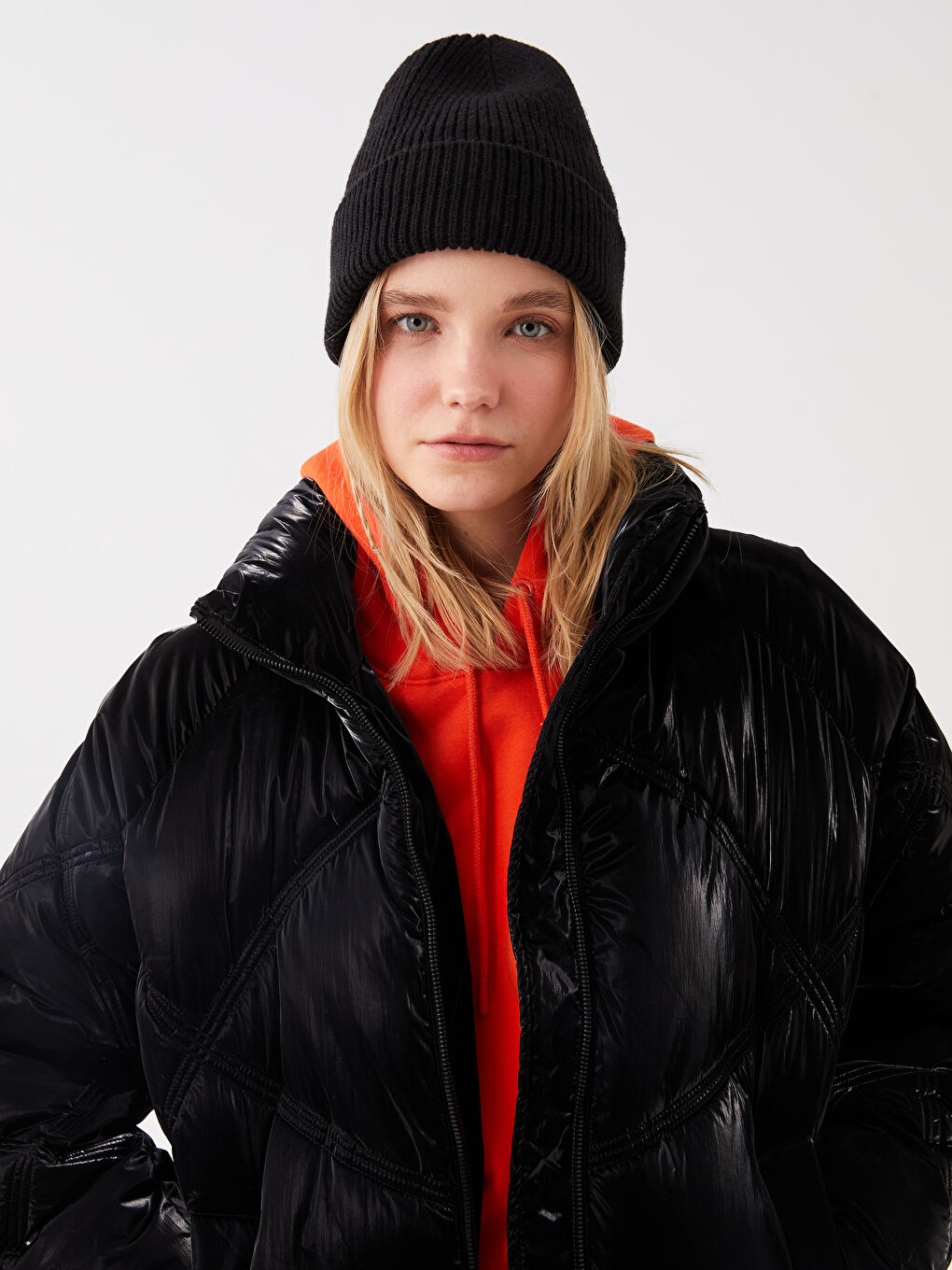 LCW Vision Stand Up Collar Straight Long Sleeve Oversize Women's Down Coat -W30616Z8-CVL
