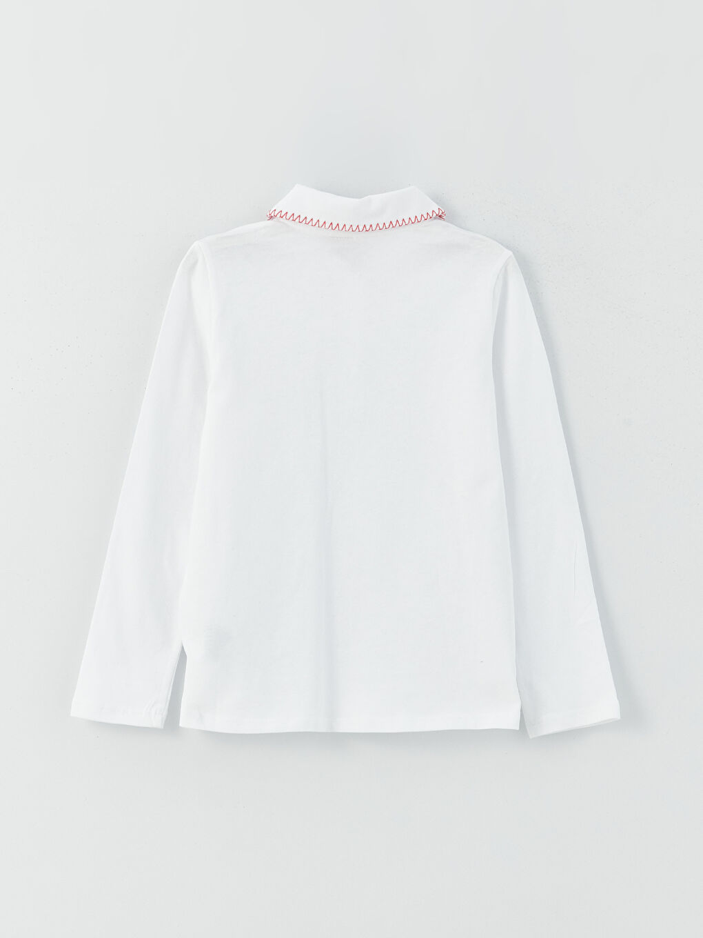Polo Neck Basic Long Sleeve Girls' T-Shirt-1