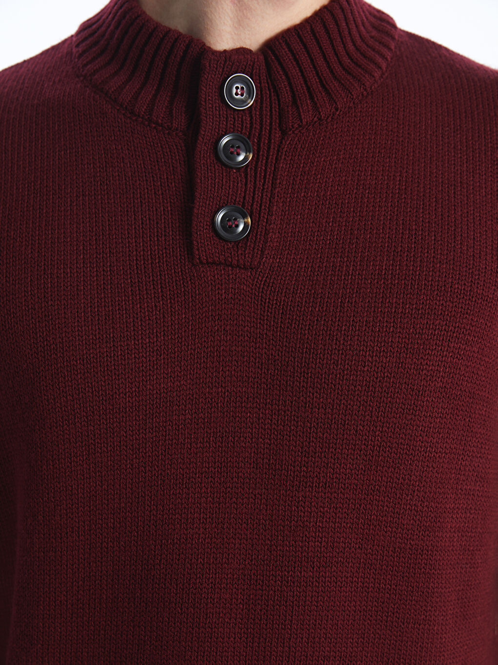 Funnel Neck Long Sleeve Men's Knitwear Sweater-3