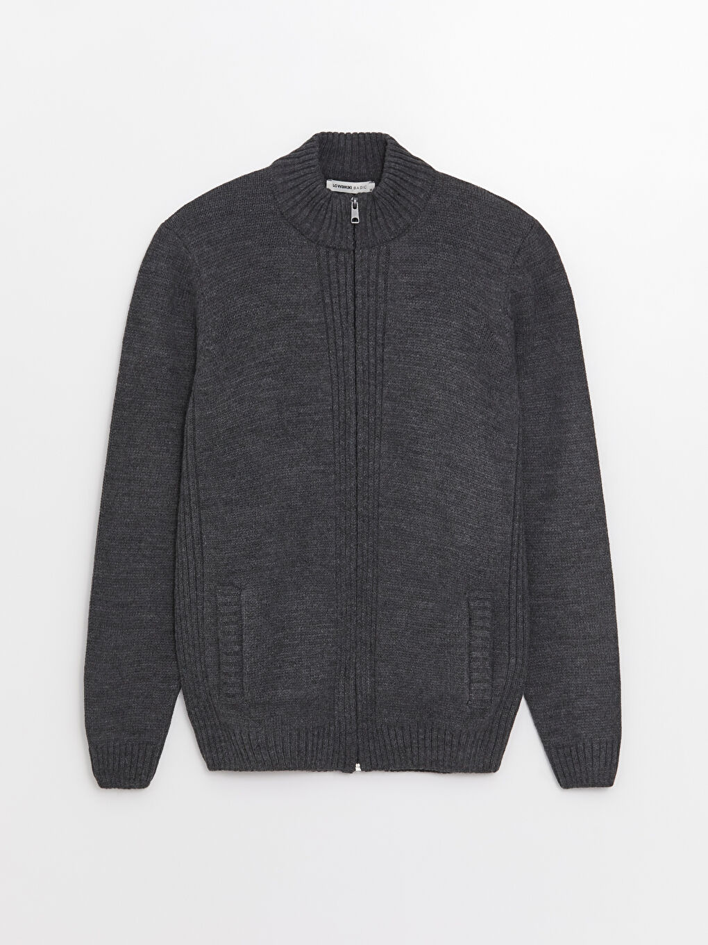 Кардиган из трикотажа с воротником-трубой стандартного кроя для мужчин-5