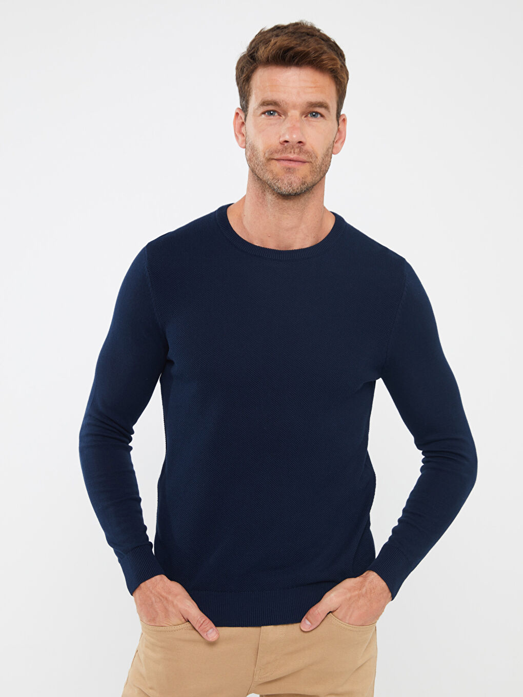 Lacivert Bisiklet Yaka Erkek Triko Kazak-1