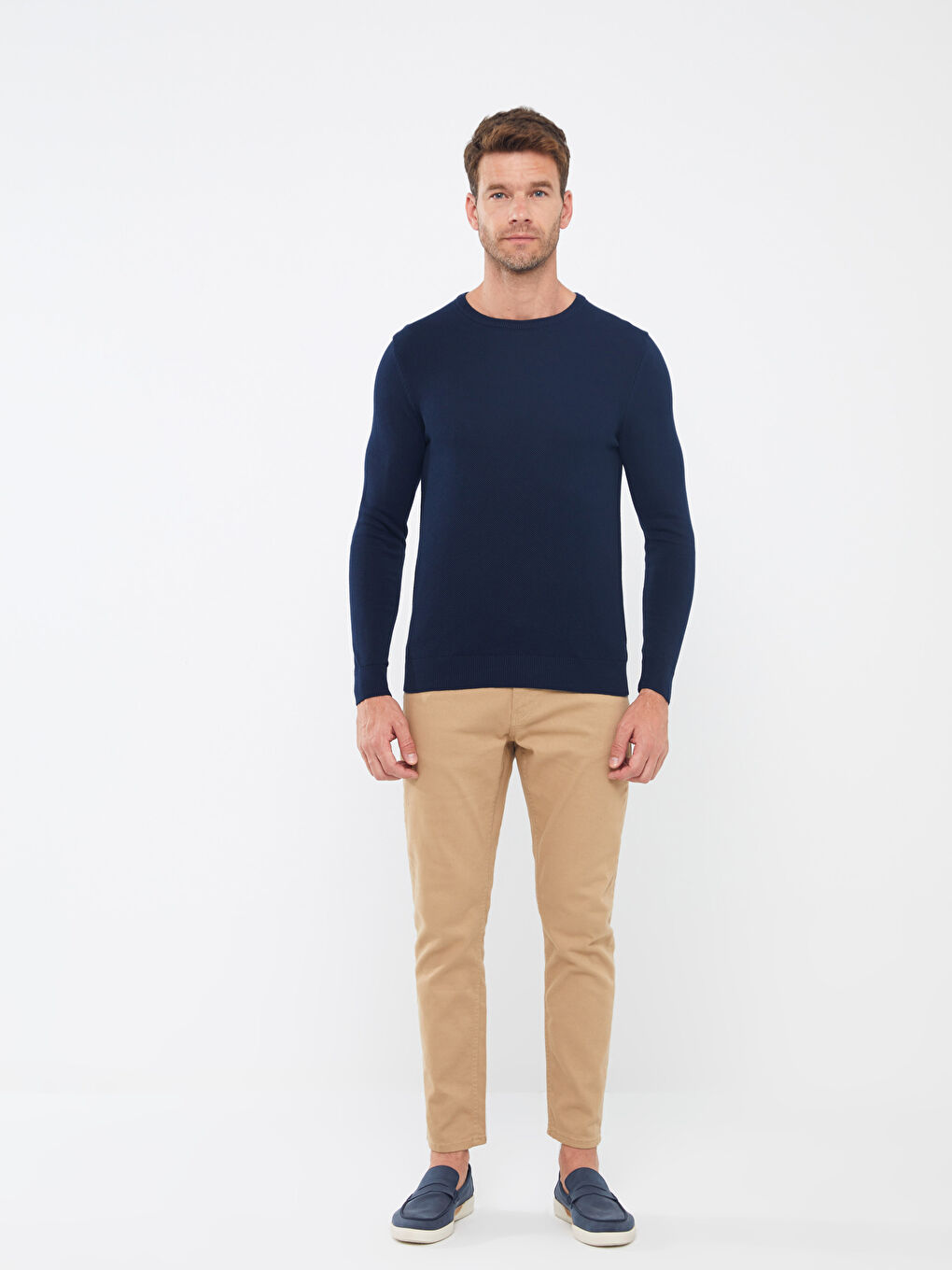 Lacivert Bisiklet Yaka Erkek Triko Kazak-2