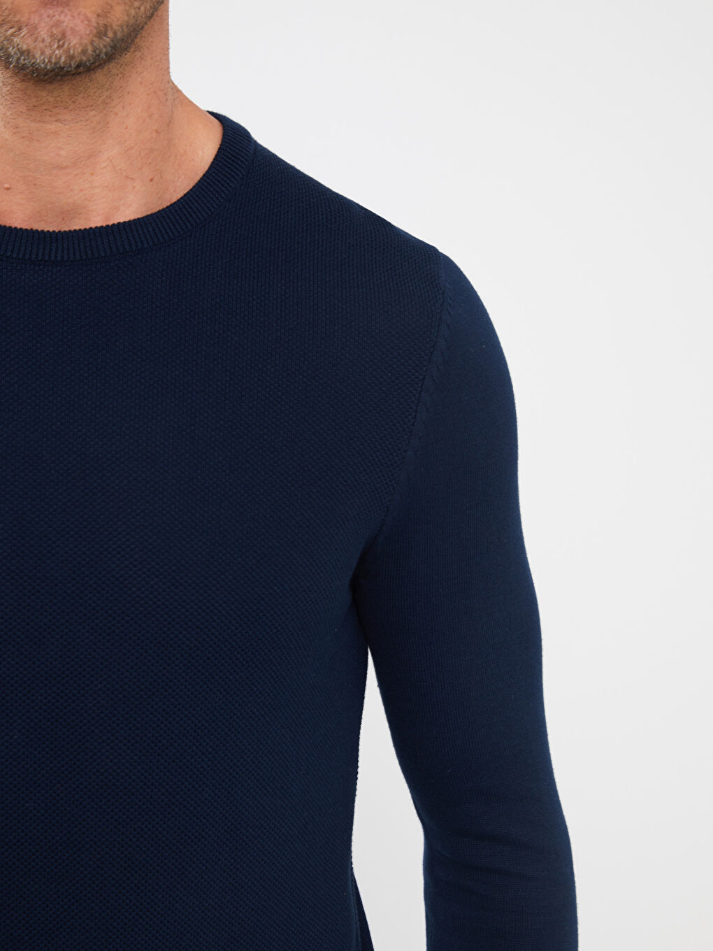 Lacivert Bisiklet Yaka Erkek Triko Kazak-3