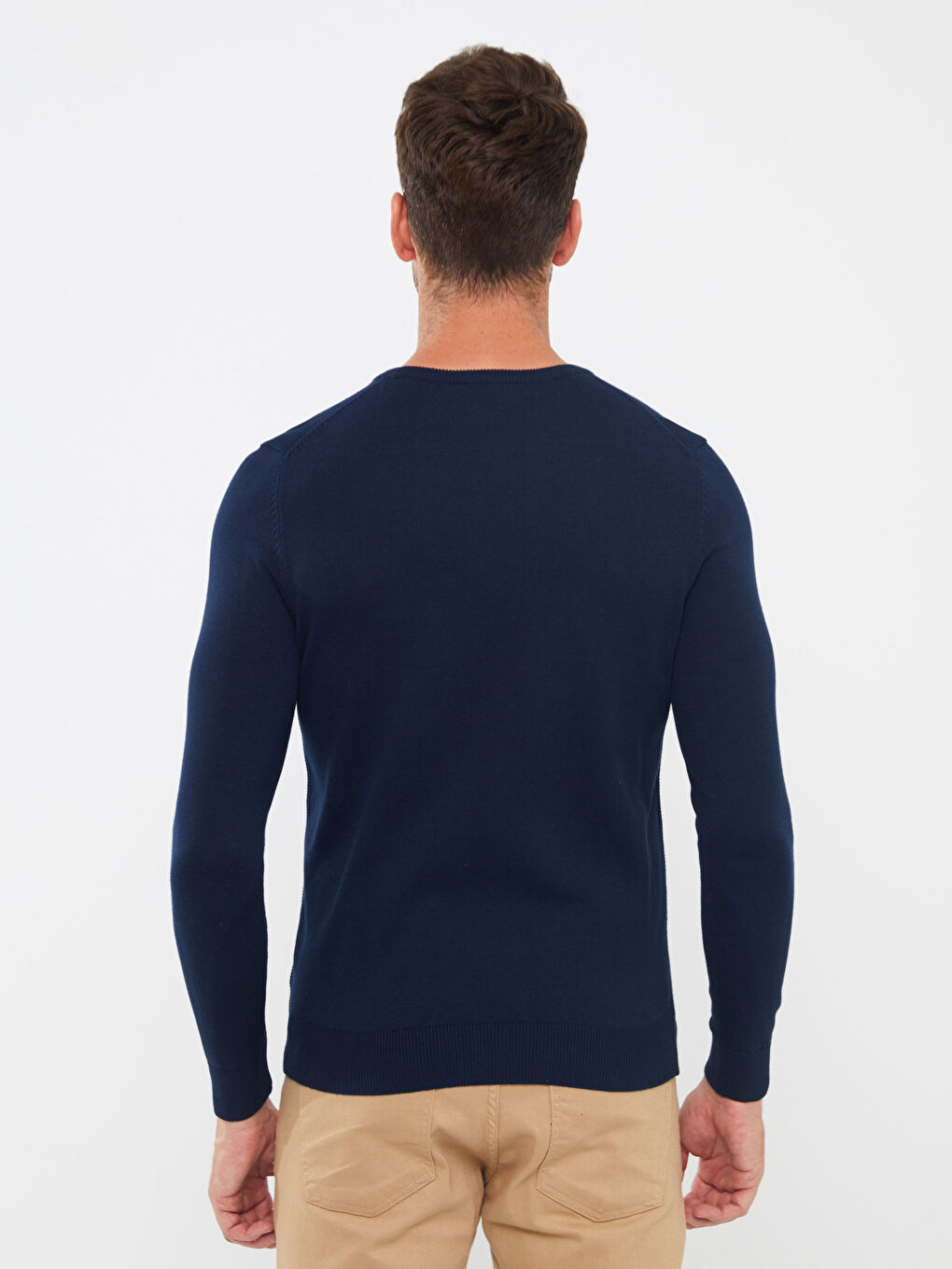 Lacivert Bisiklet Yaka Erkek Triko Kazak-4