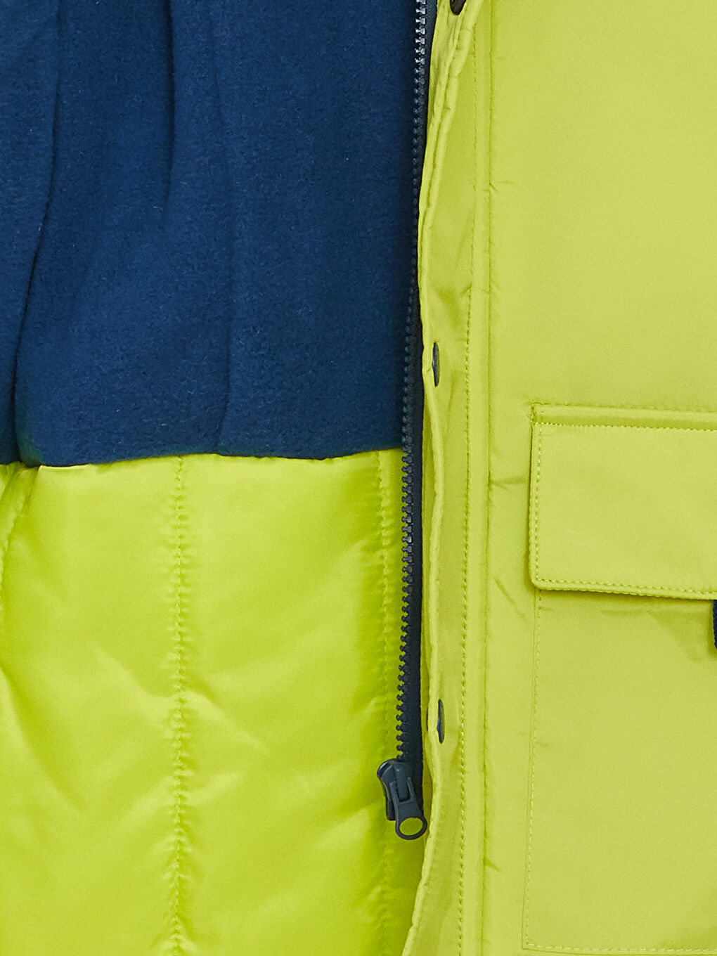 Lacivert Kapüşonlu Renk Bloklu Erkek Çocuk Mont-2