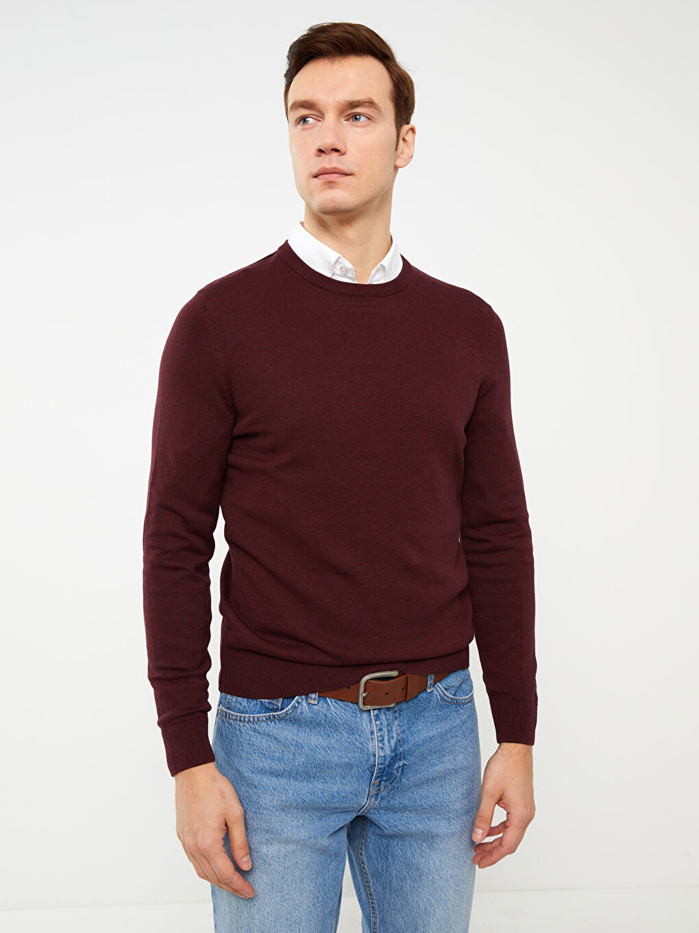 LCWAIKIKI Classic Crew Neck Long Sleeve Men's Tricot Sweater -W30650Z8-L9J