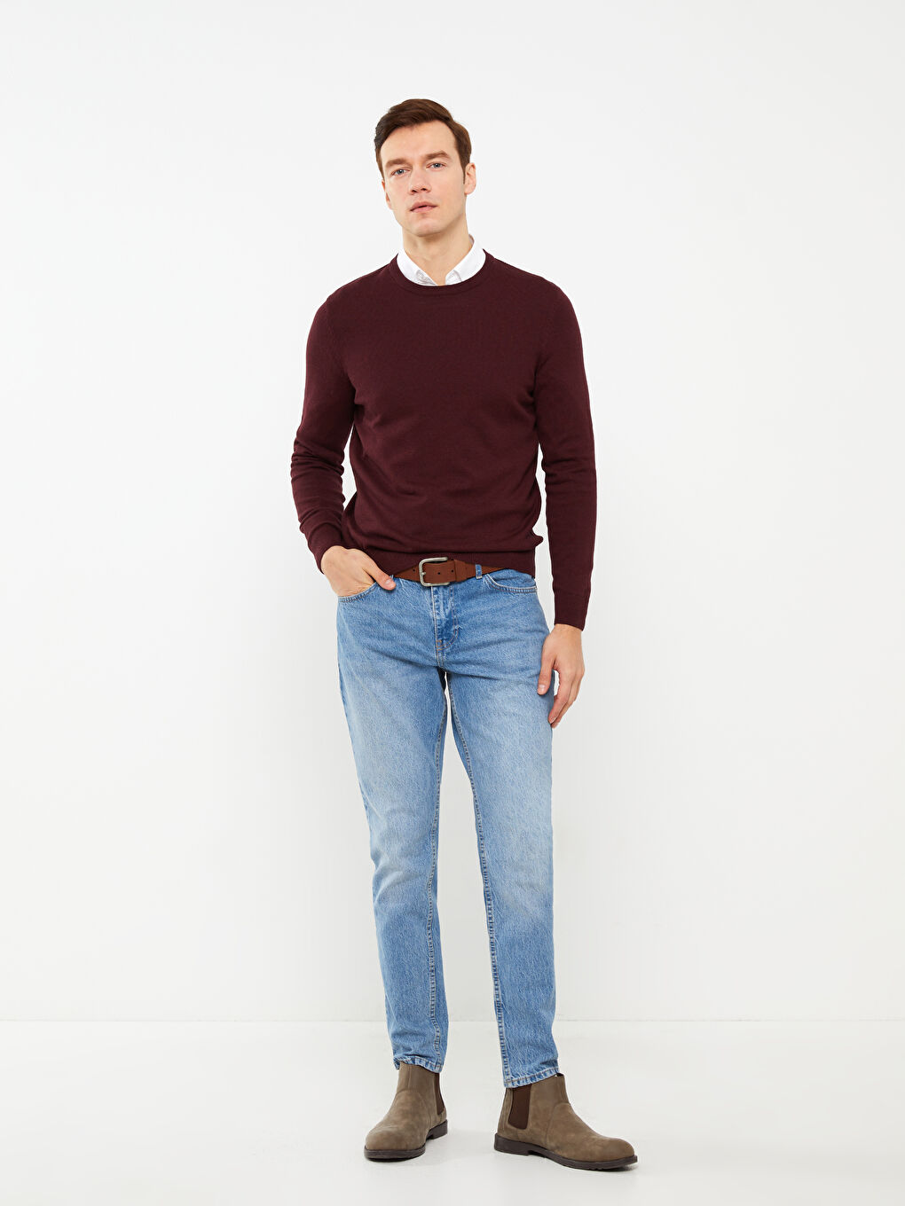 LCWAIKIKI Classic Crew Neck Long Sleeve Men's Tricot Sweater -W30650Z8-L9J