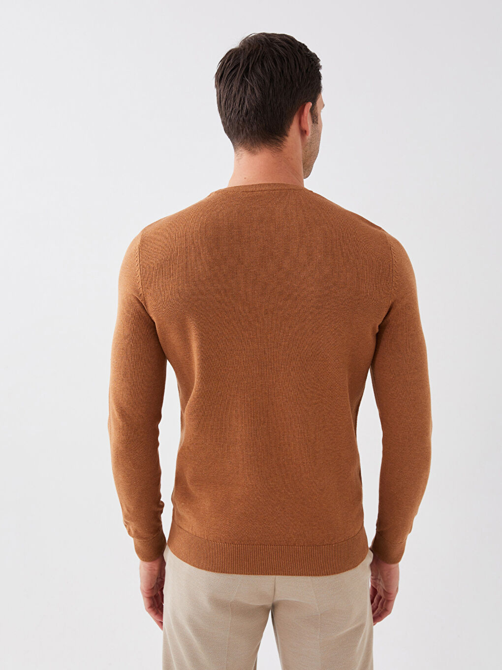 Crew Neck Long Sleeve Men's Tricot Sweater-4