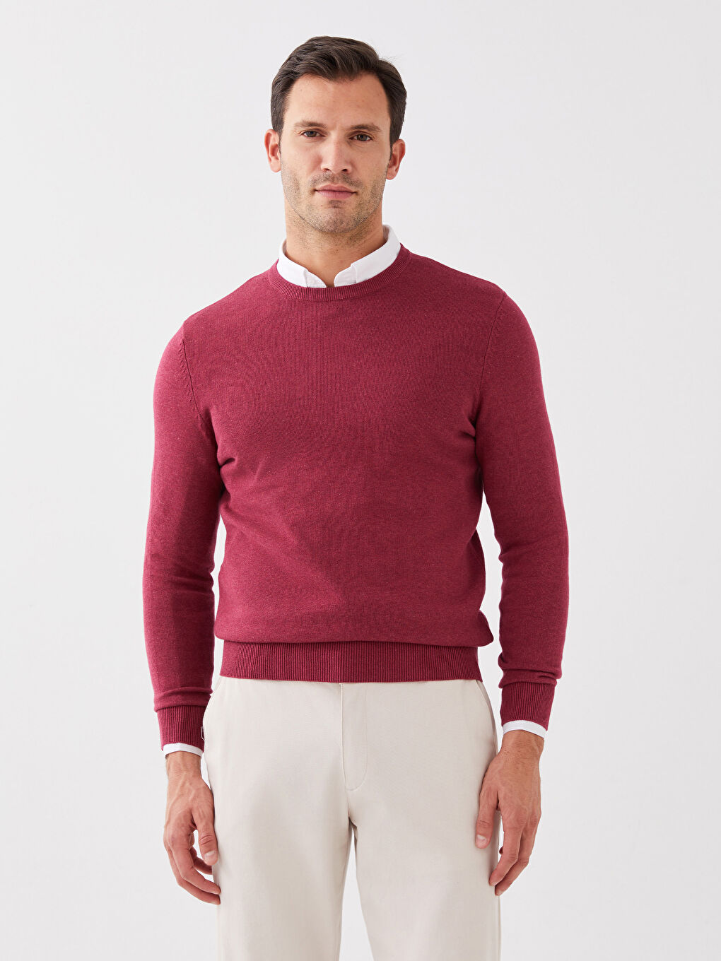 Crew Neck Long Sleeve Men's Tricot Sweater
