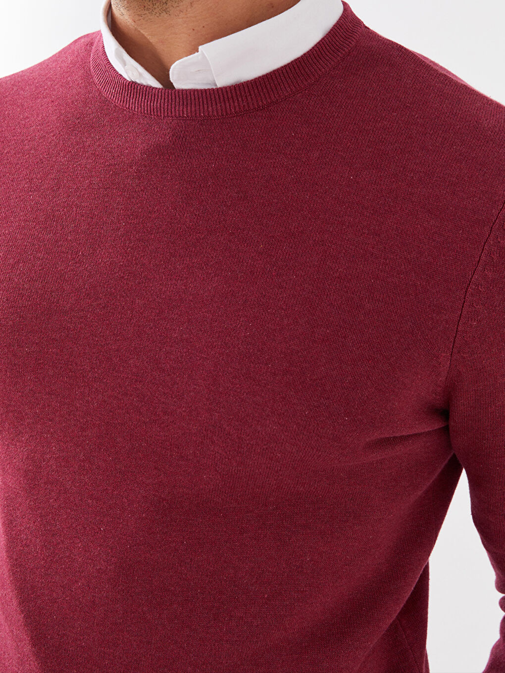 Crew Neck Long Sleeve Men's Tricot Sweater-3