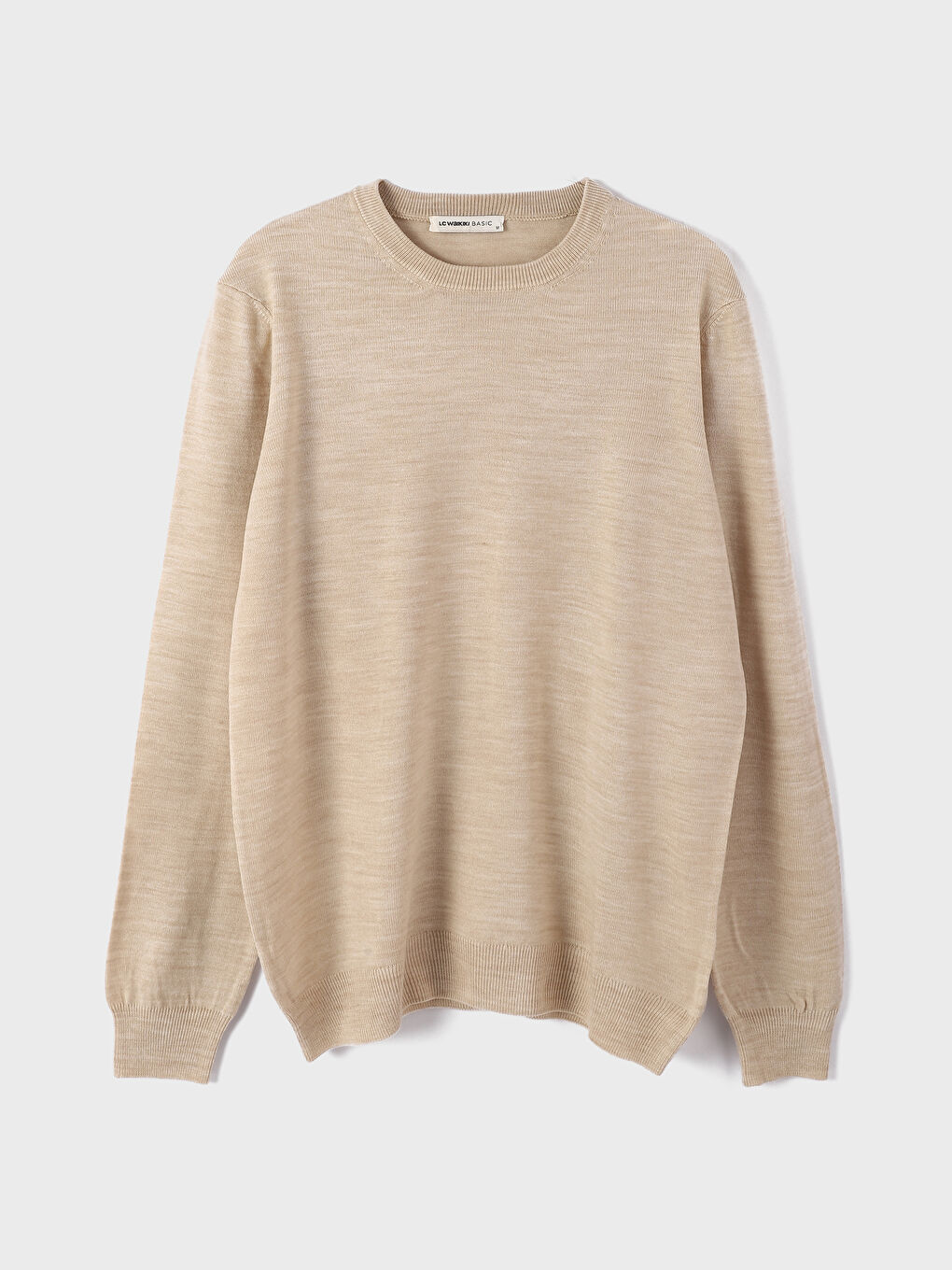 بلوفر تريكو كم طويل بياقة دائرية للرجال-1