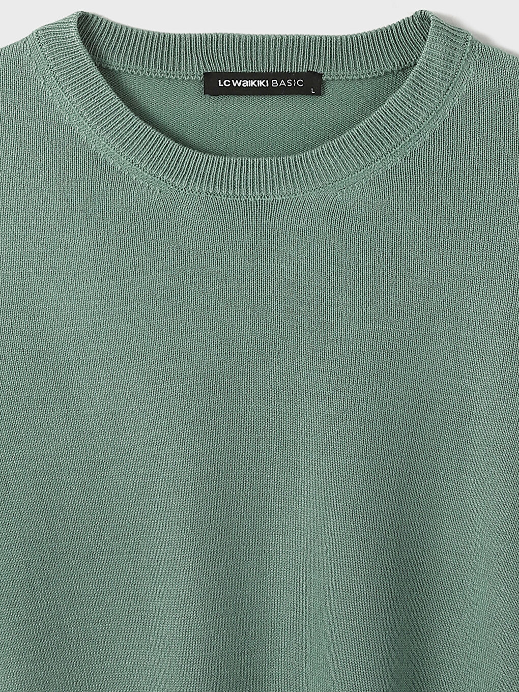 بلوفر تريكو كم طويل بياقة دائرية للرجال-3