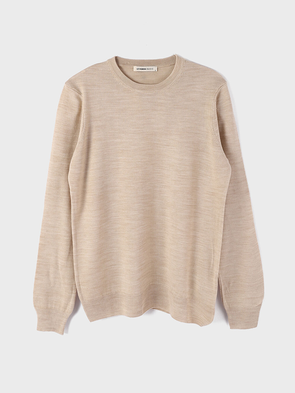 بلوفر تريكو كم طويل بياقة دائرية للرجال