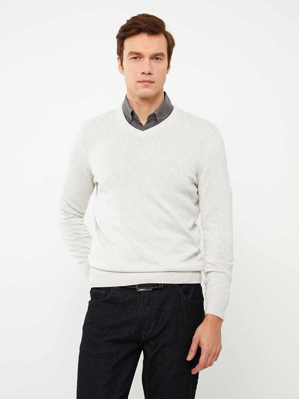 LCWAIKIKI Classic V-Ausschnitt Langarm Herren Strickpullover -W30652Z8-DFY