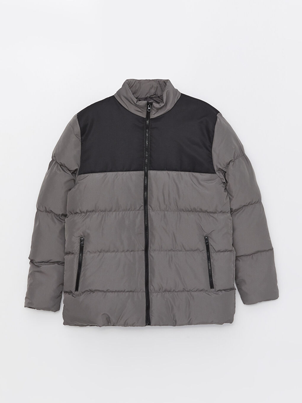 Antrasit Standart Kalıp Dik Yaka Erkek Şişme Mont-6