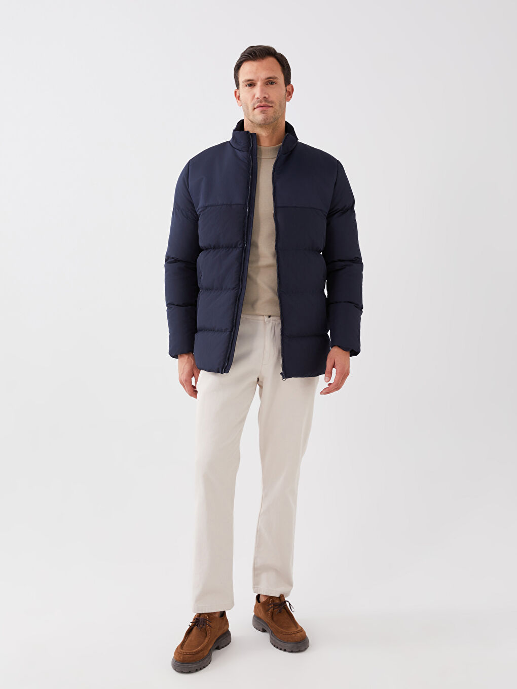 Standard Fit Funnel Neck Men's Puffer Coat-1