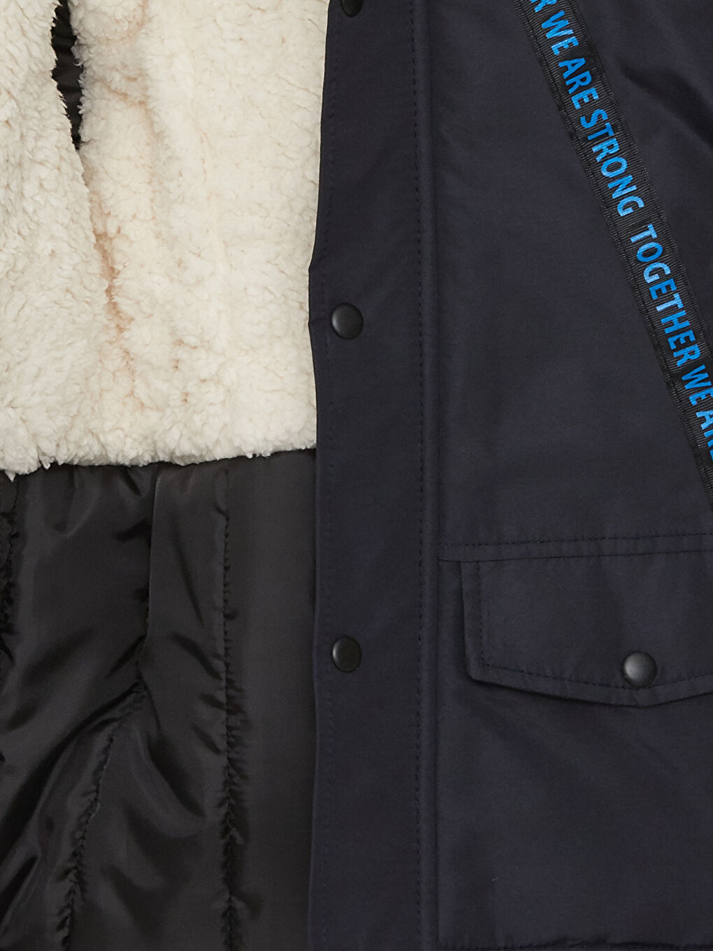 Lacivert Kapüşonlu Baskılı Erkek Çocuk Mont-2