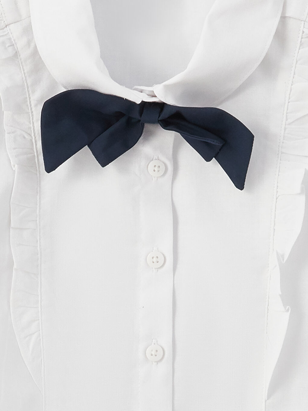 LCW Kids Ruffle Detailed Short Sleeve Girl Shirt and Bow Tie -W30694Z4-R9K