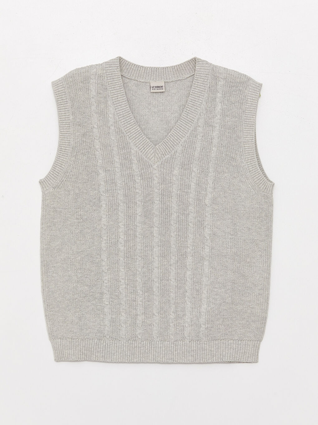 LCW Kids V-Neck Knitted Pattern Girl Knitwear Sweater -W30708Z4-CT3