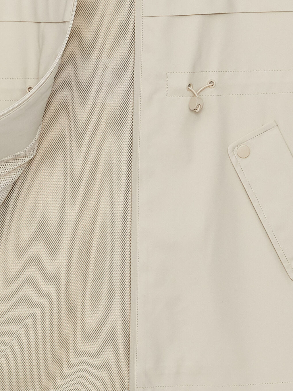 Bej Kadın Kapüşonlu Düz Yağmurluk-2